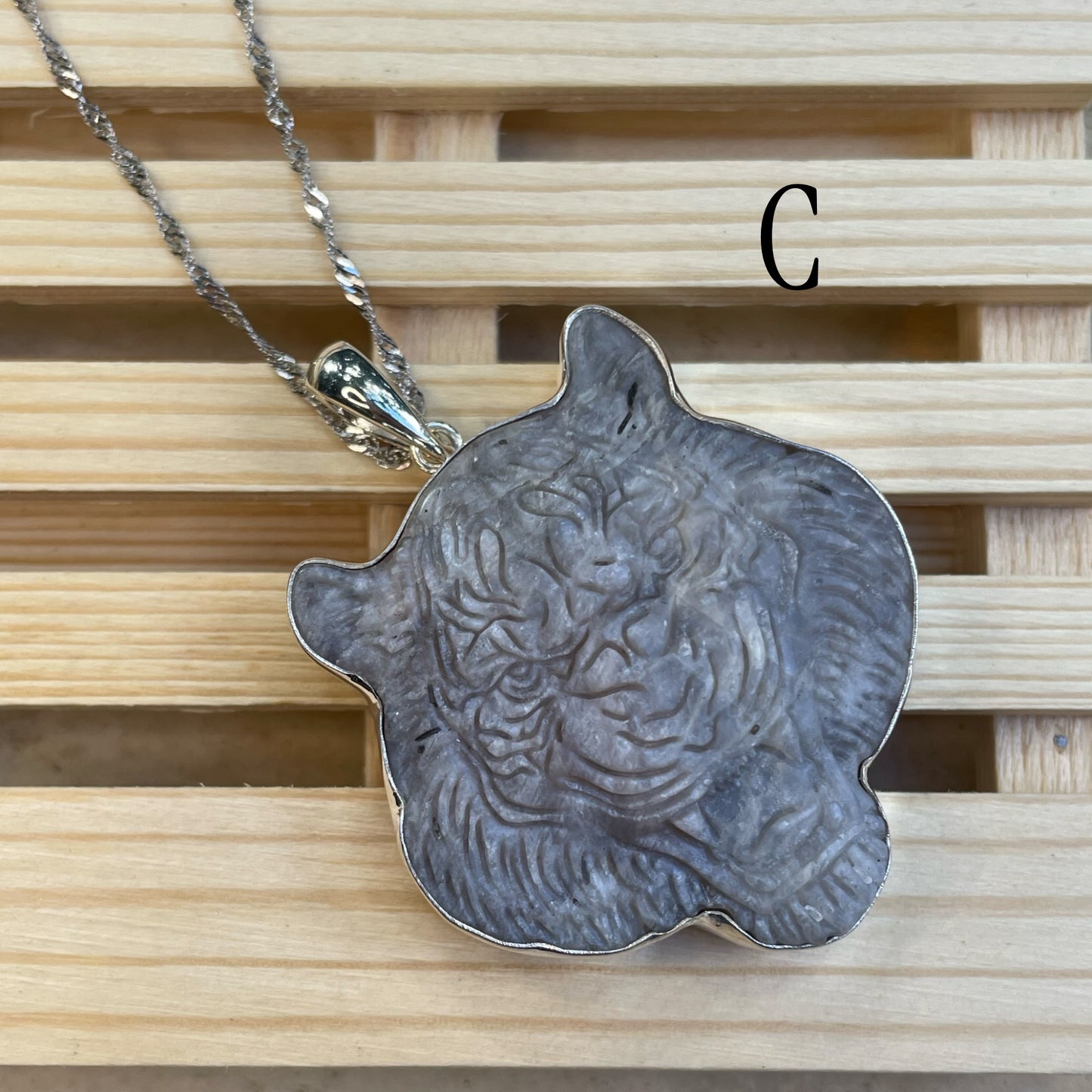 White Moonstone Tiger Ring & Pendants - Solid Sterling Silver
