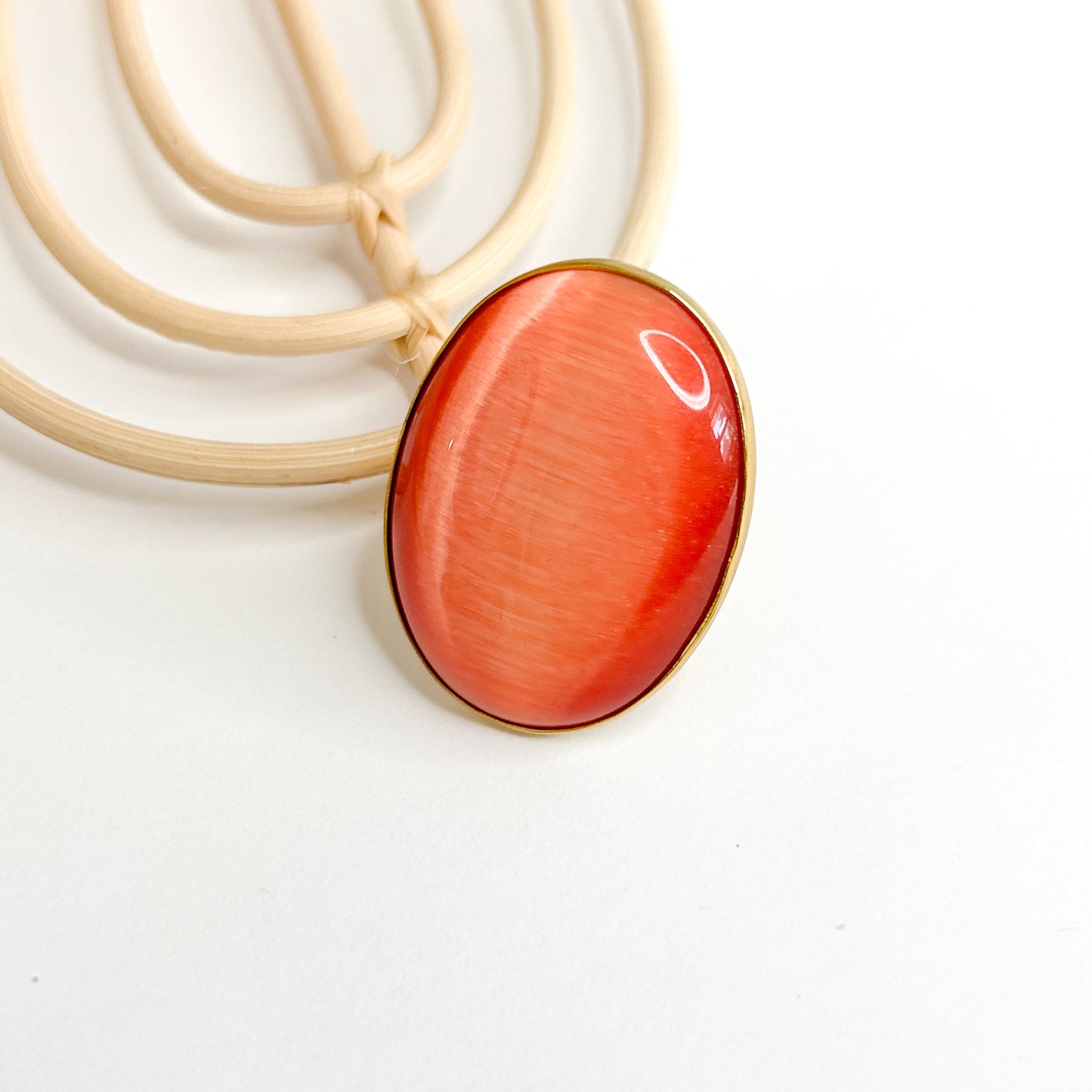 Large Fiber Optic Orange Adjustable Ring - Alchemia