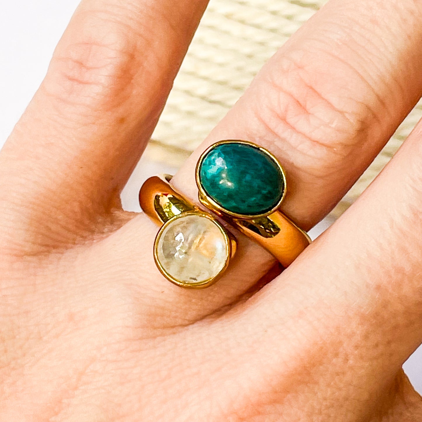 Chrysocolla & Moonstone Adjustable Bypass - Alchemia