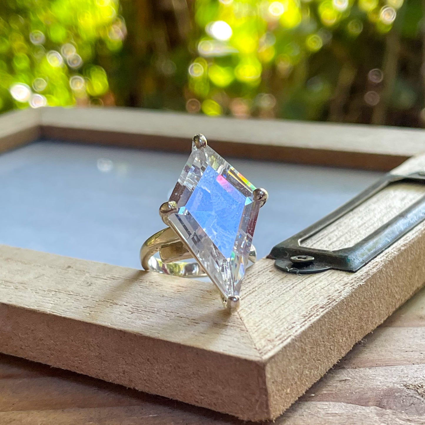 Colorful CZ Kite Prong Rings - Both Metals