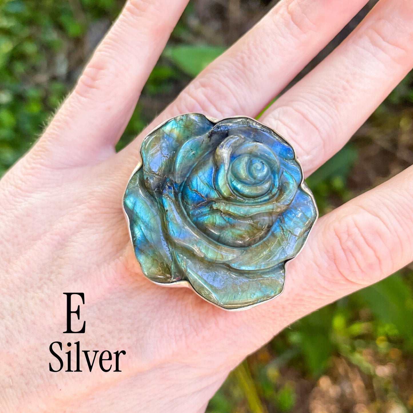 Labradorite Flower Pendant & Ring - Silver or Alchemia