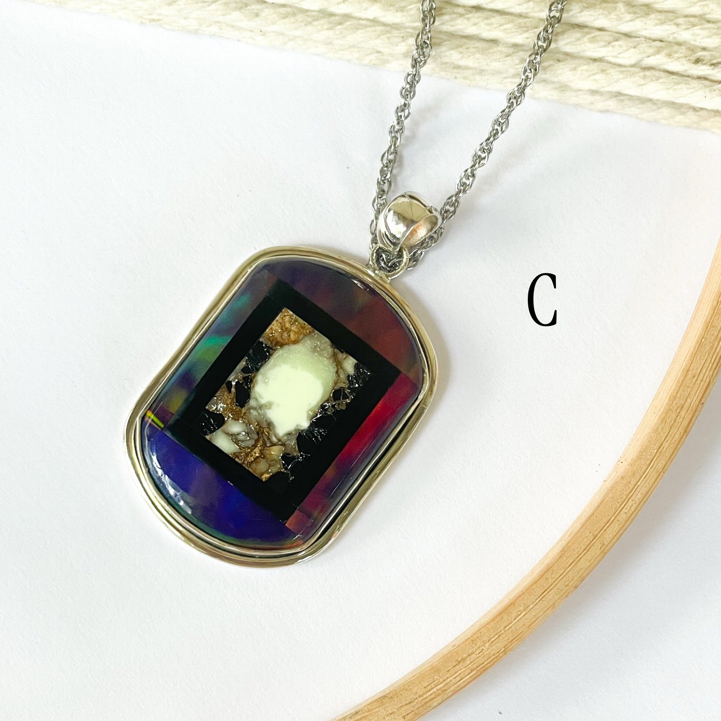 Opal inlay Rings & Pendants - Solid Sterling Silver