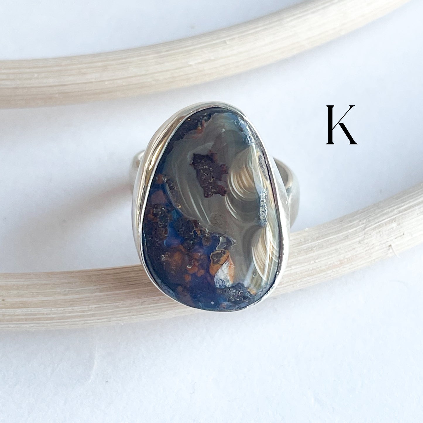 Load image into Gallery viewer, Boulder Opal Ring - Solid Sterling Silver
