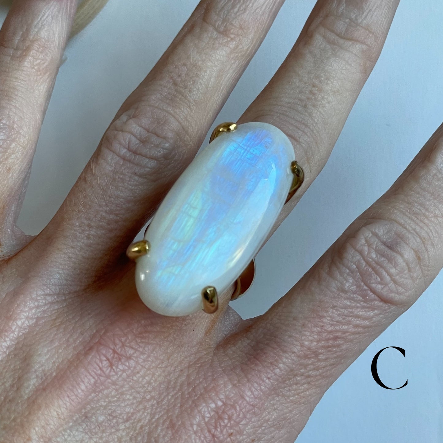 Rainbow Moonstone Statement Prong Ring - Alchemia