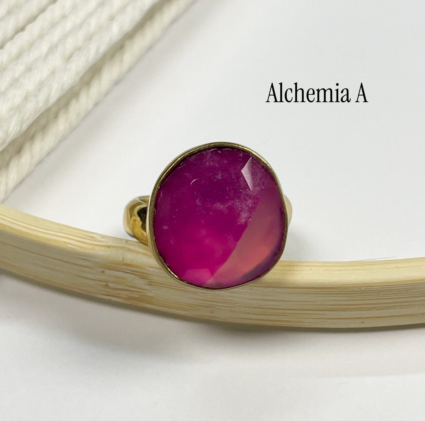 Hot Pink Chalcedony Ring - Both Metals