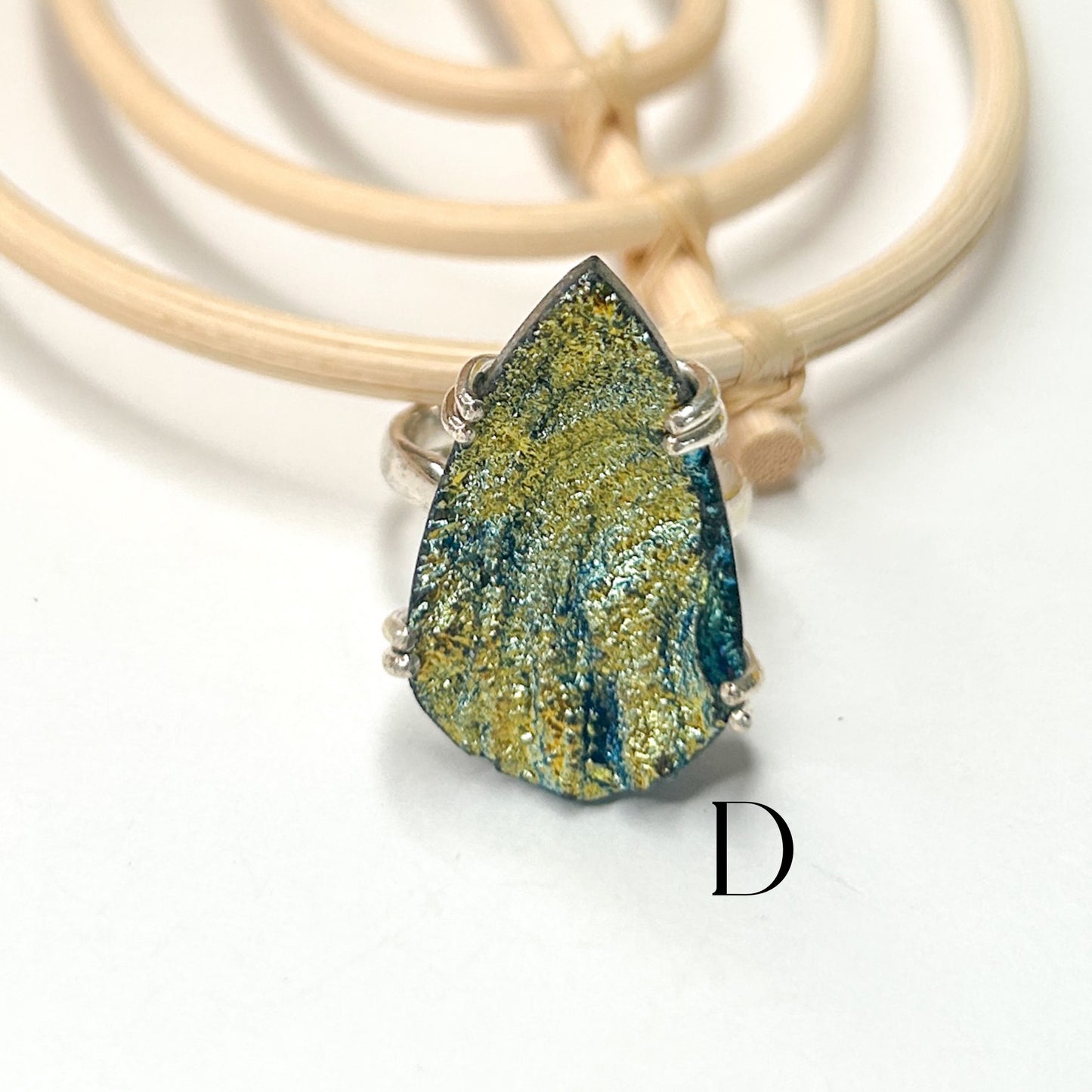 Titanium Druzy Prong Ring or Pendant - Solid Sterling Silver