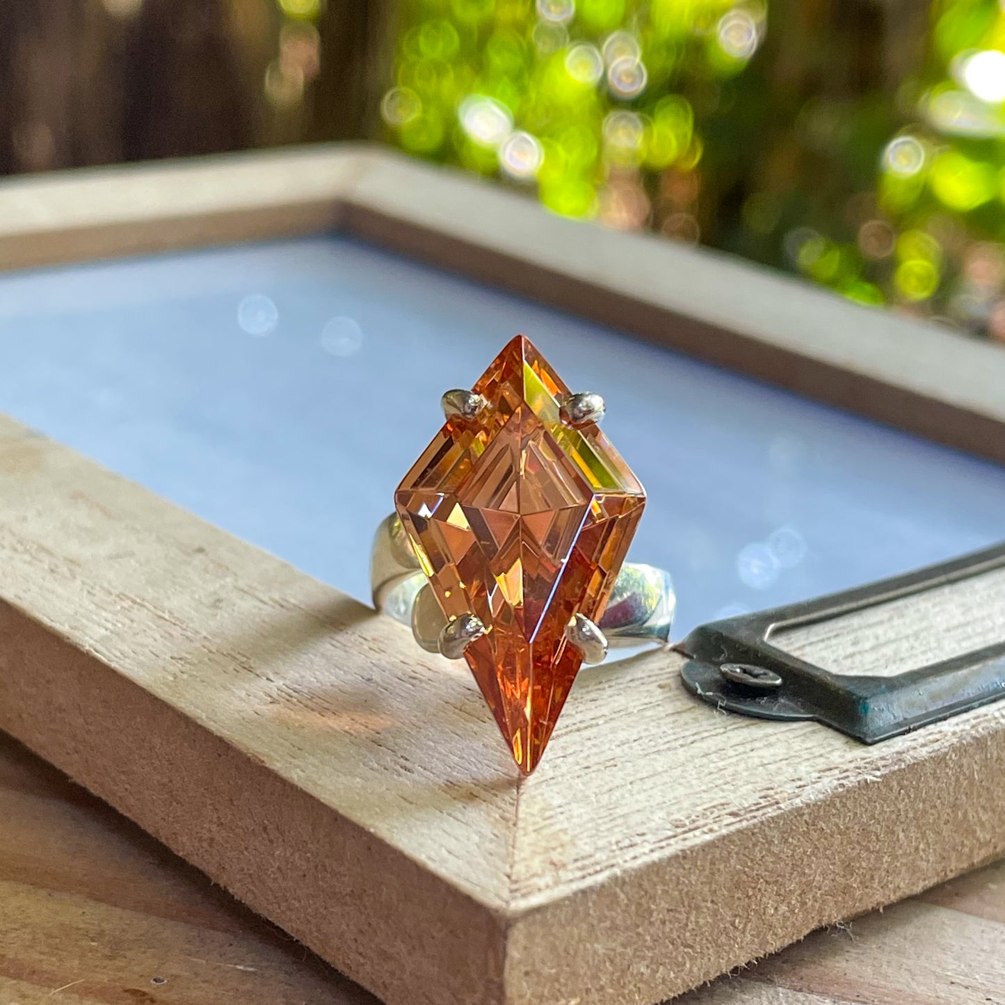 Colorful CZ Kite Prong Rings - Both Metals