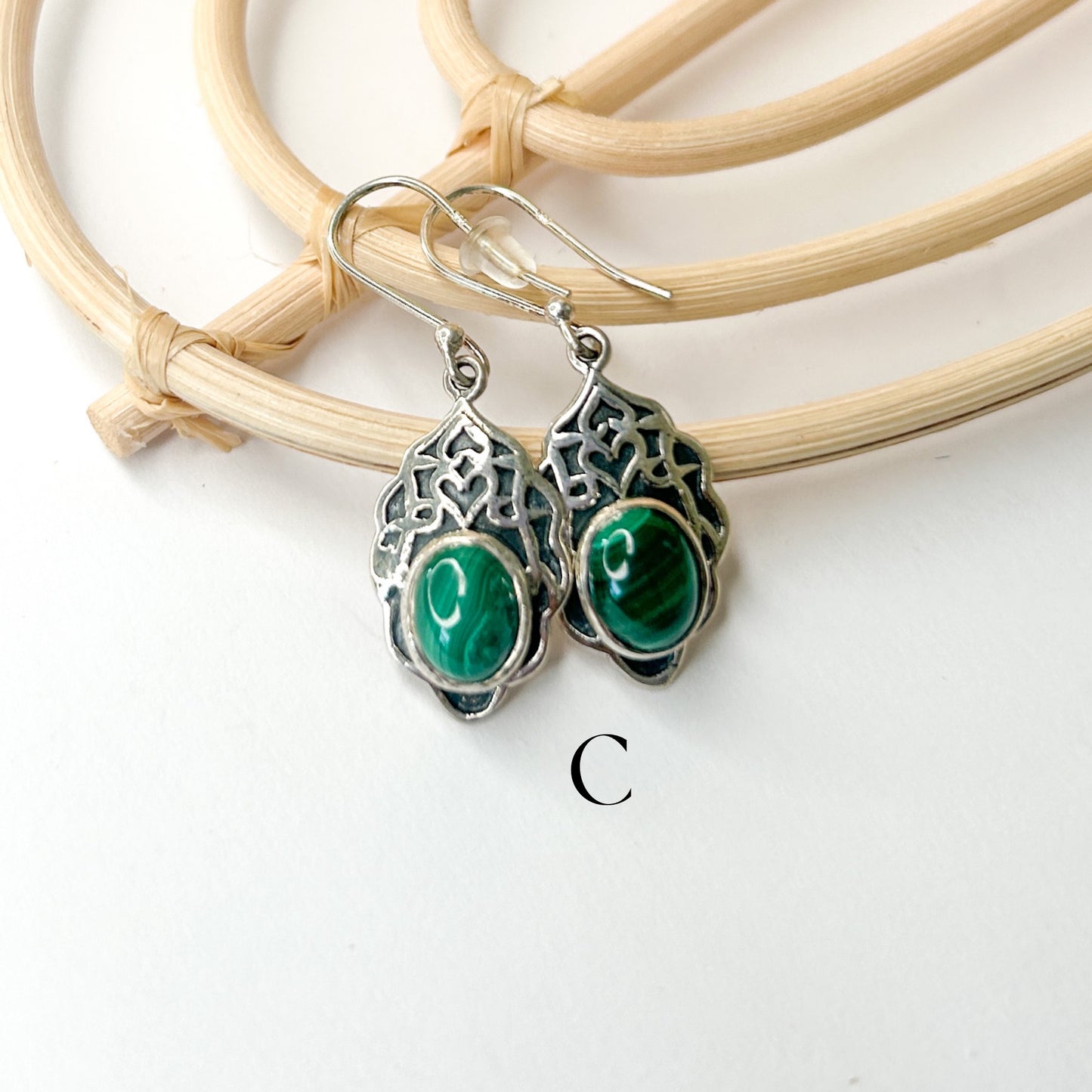 Malachite Dangles- Solid Sterling Silver