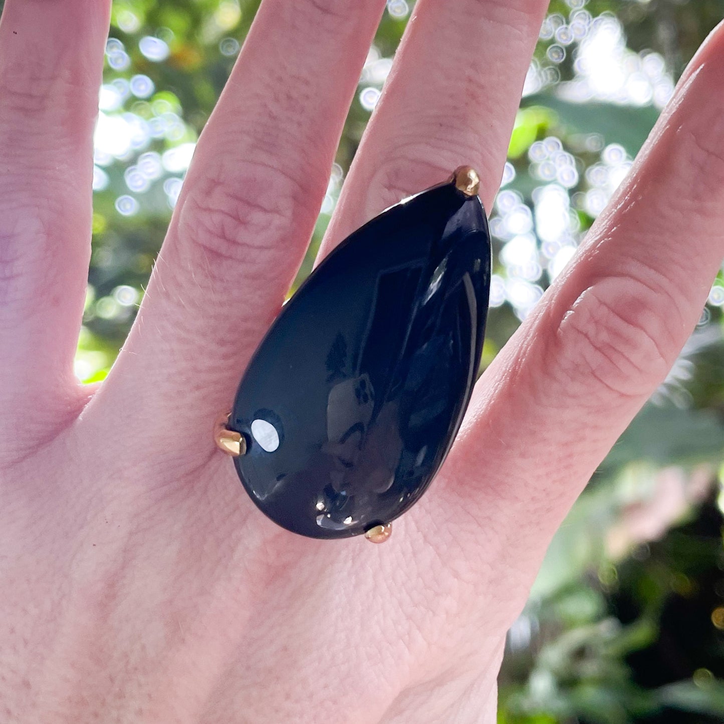 Black Onyx Statement Prong Ring - Alchemia