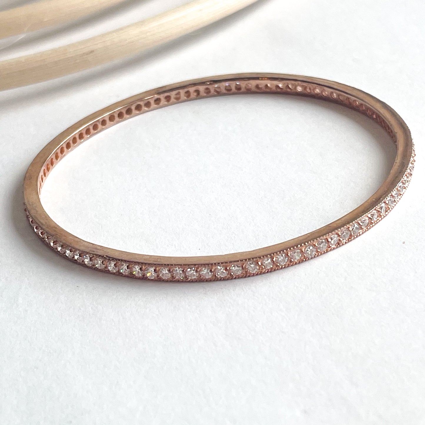 CZ Thick Bangle - Solid Sterling Silver