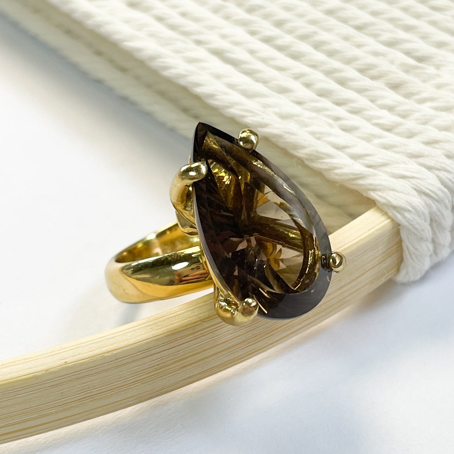 Smokey Quartz Prong Ring - Alchemia