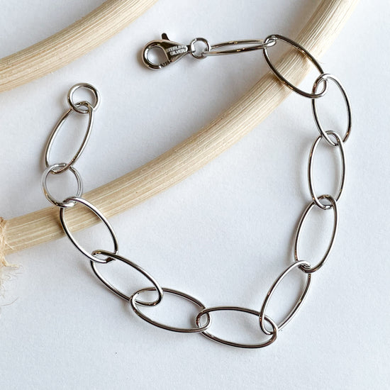 Load image into Gallery viewer, Fluffy Paper Clip Chain Bracelet - Solid Sterling Silver
