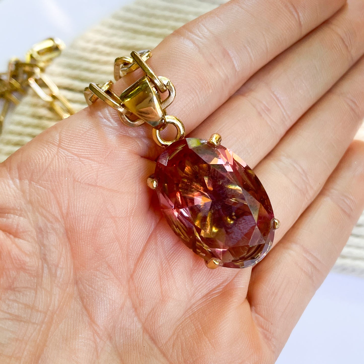 Statement Zultanite Oval Pendant - Both Metals