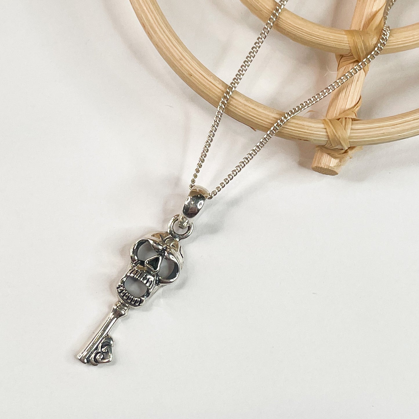 Skull Key Pendant - Solid Sterling Silver