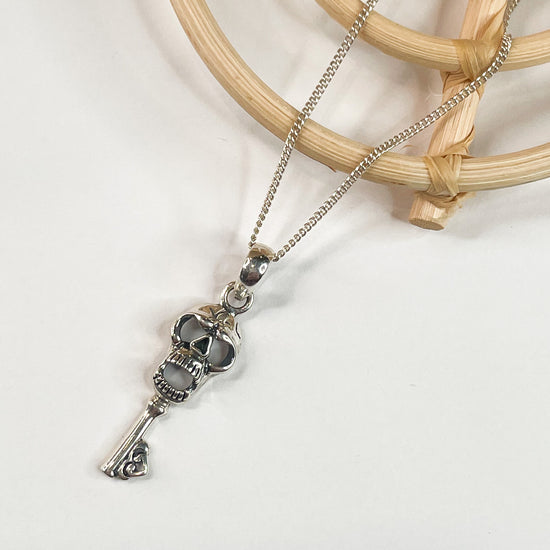 Skull Key Pendant - Solid Sterling Silver