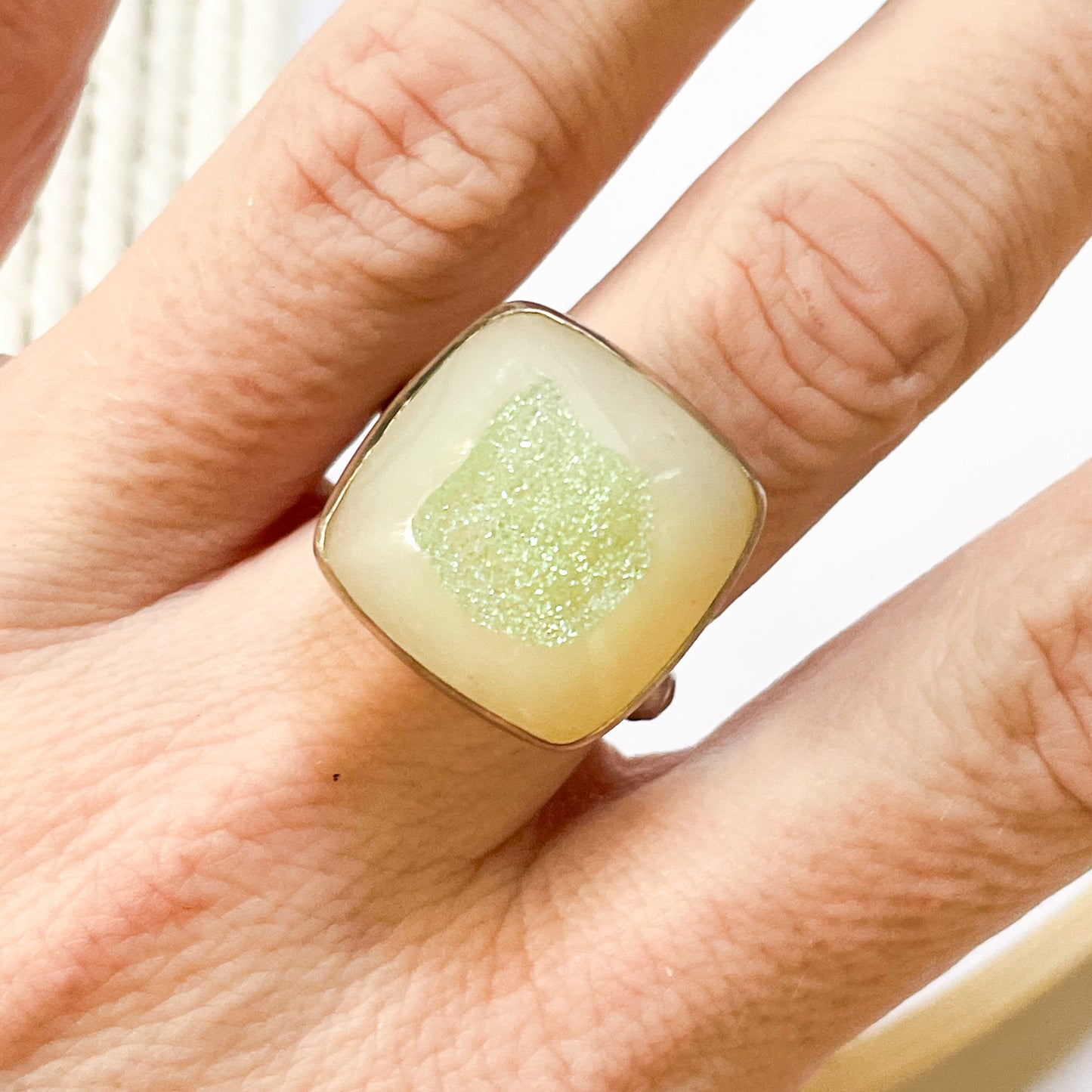 Green Druzy Adjustable Ring - Starborn