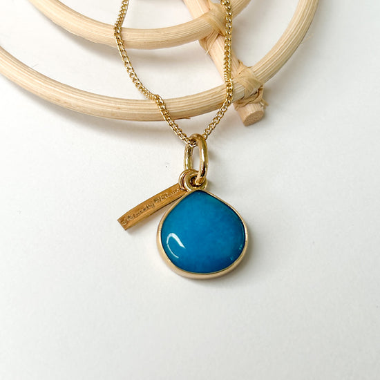 Load image into Gallery viewer, Blue Tear Drop Charm Bell Pendant-Alchemia
