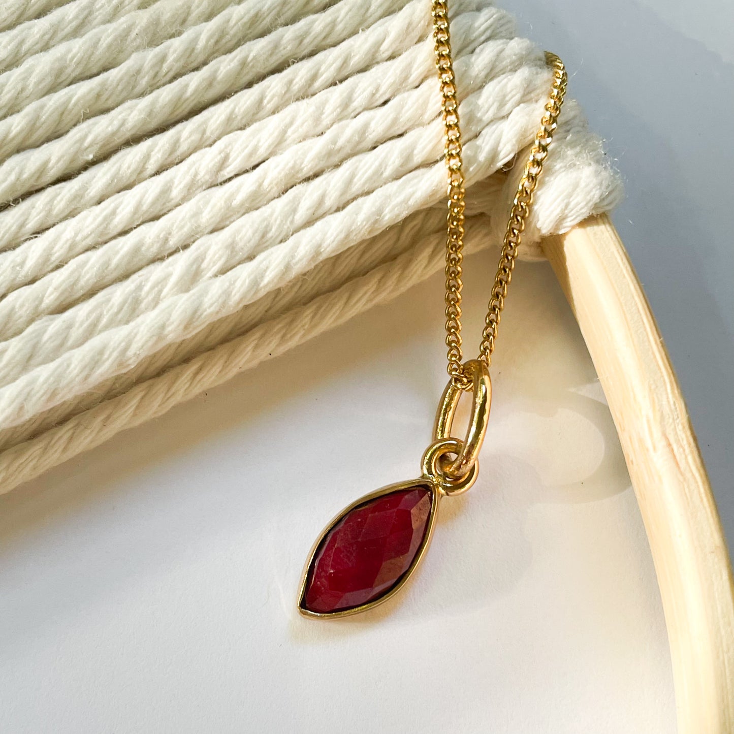 Ruby Quartz Charm Pendant - Alchemia Gold