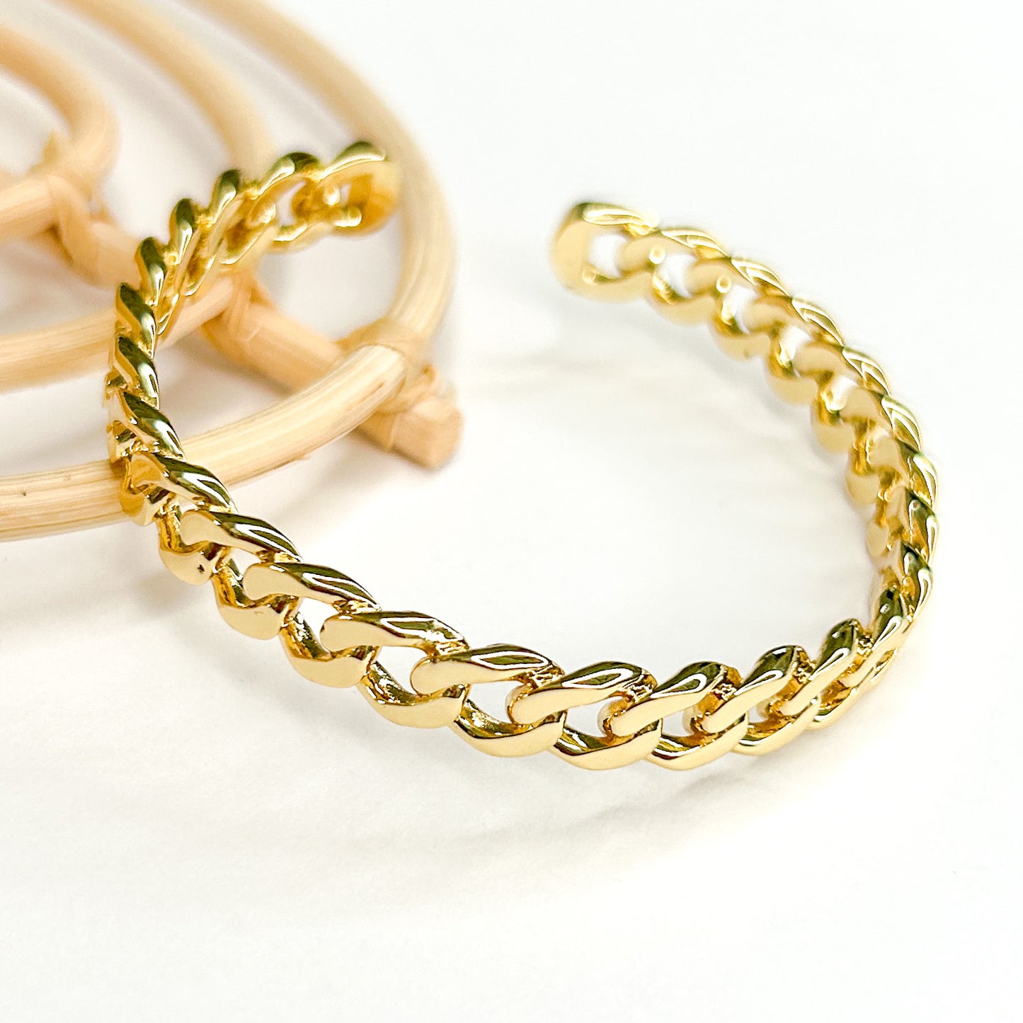 Dainty Cuban Link Cuff - 18K Gold Filled