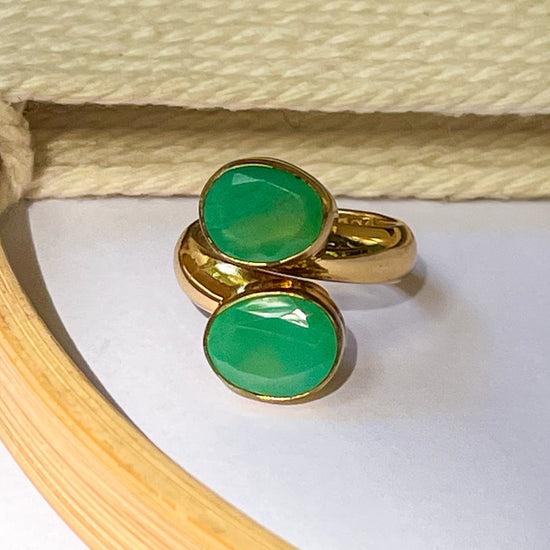 Green Emerald Quartz Bypass Ring - Alchemia Gold