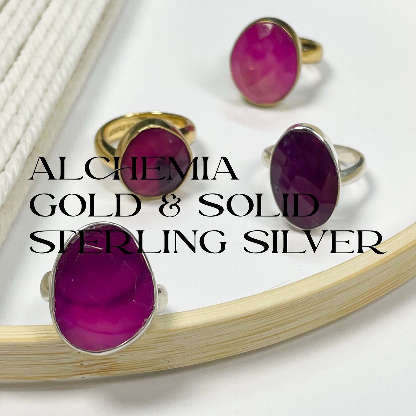 Hot Pink Chalcedony Ring - Both Metals
