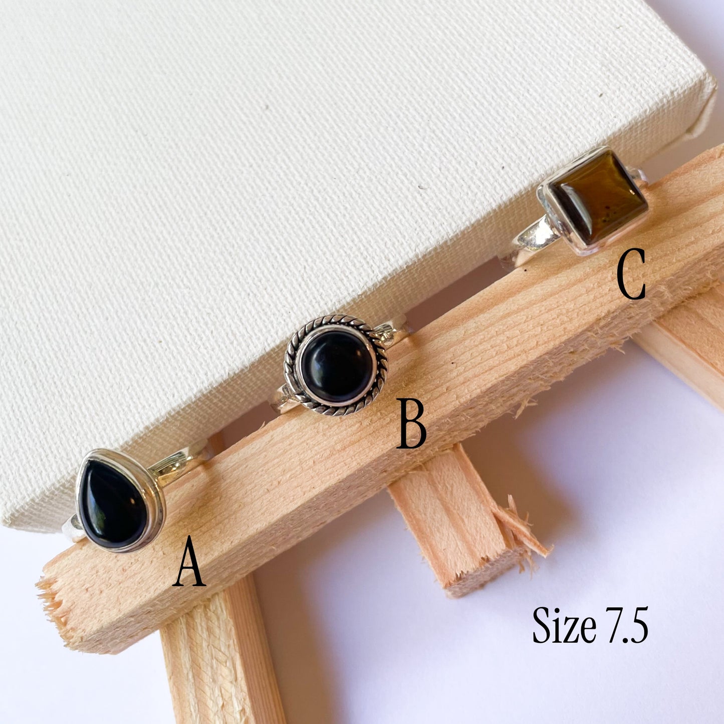 Variety of Stone in Minimalist Size 7.5 Rings - Solid Sterling Silver