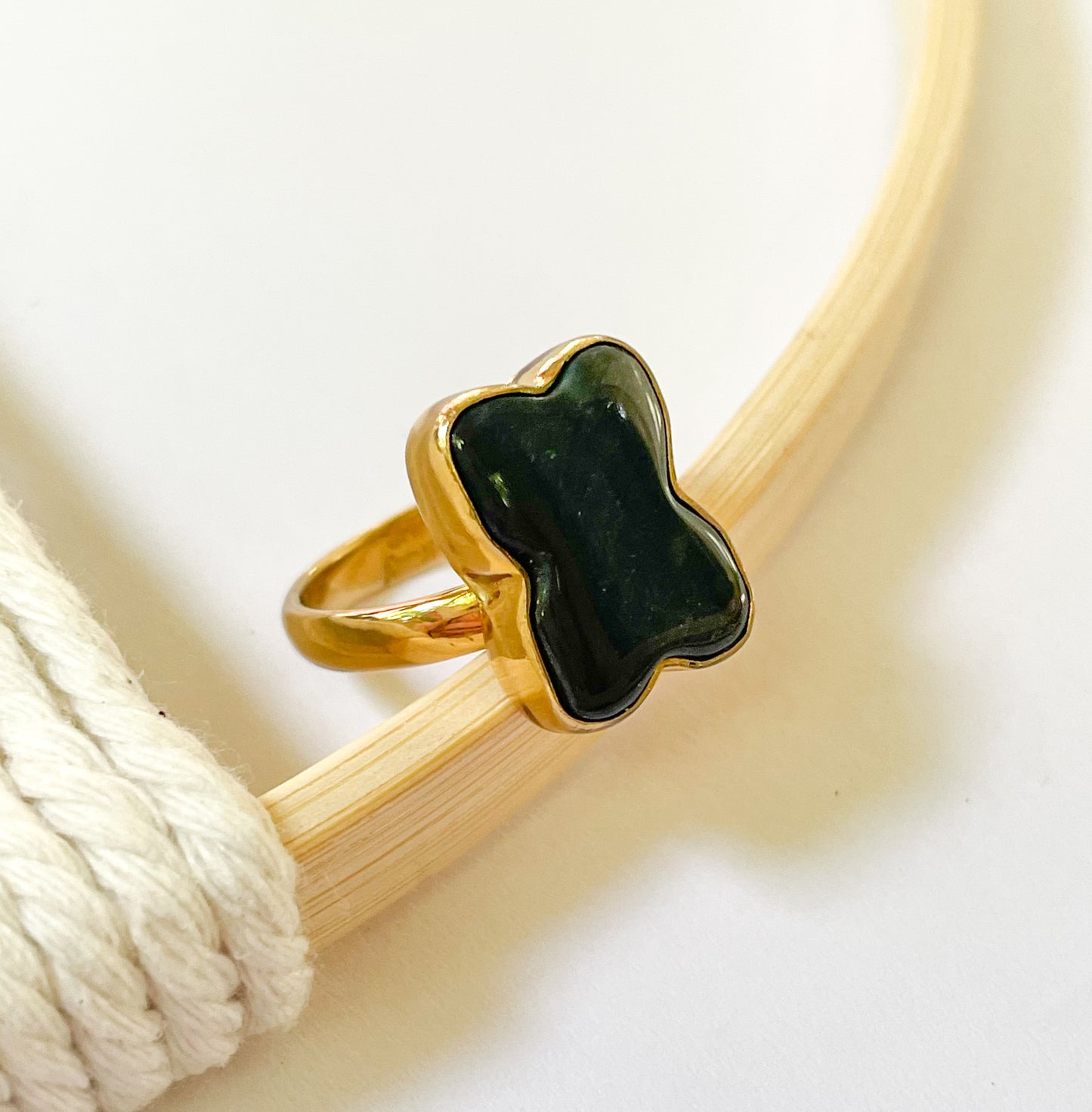 Black Onyx Dog Bone Ring - Alchemia