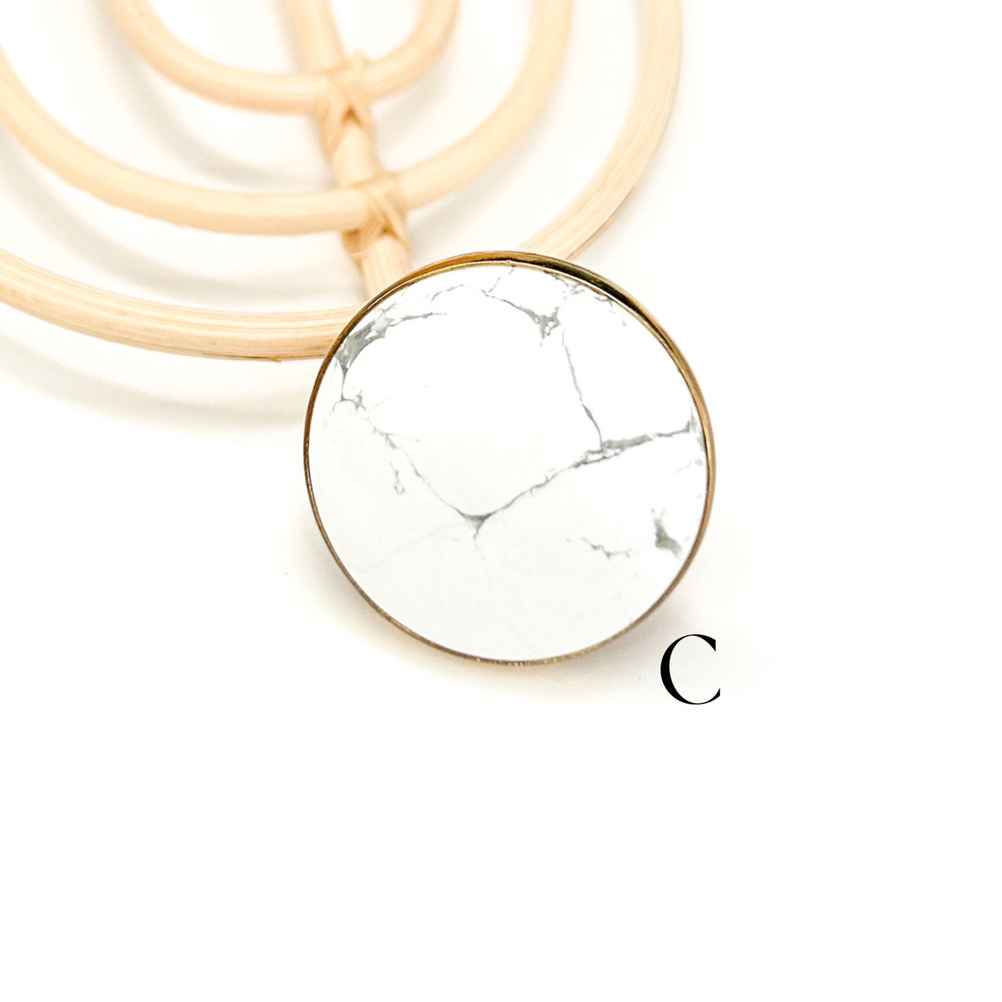 White Statement Howlite Polka Dot Ring - Alchemia