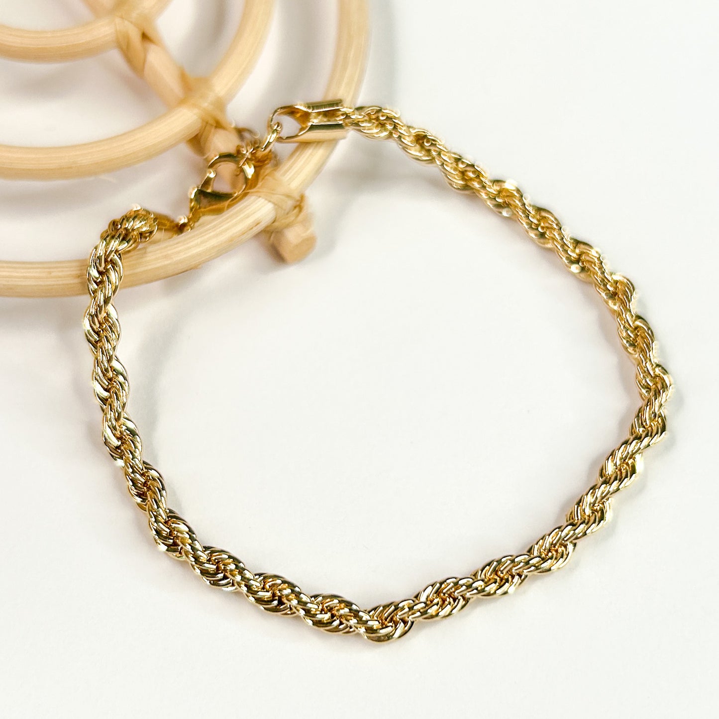 Sleek Wheat Rope Bracelet - 18K Gold Filled