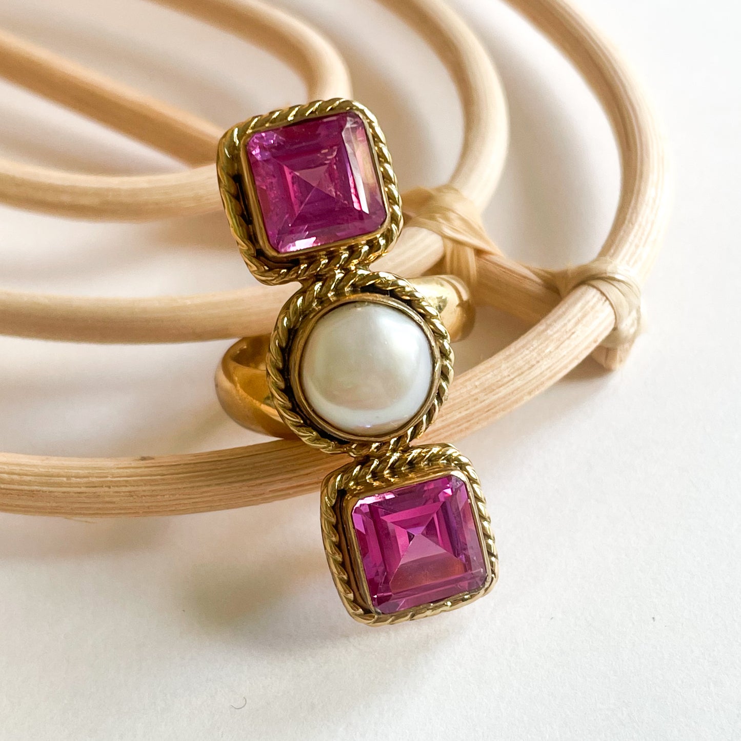 Pink Sapphire & Pearl Crawler - Alchemia