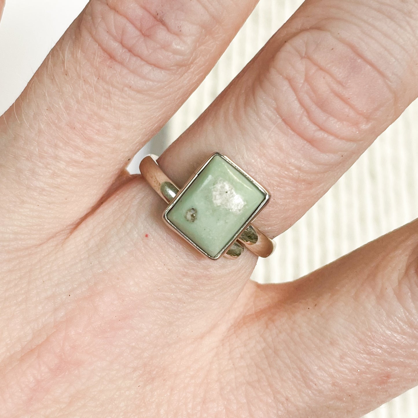 Dainty Green Turquoise Ring - Solid Sterling Silver