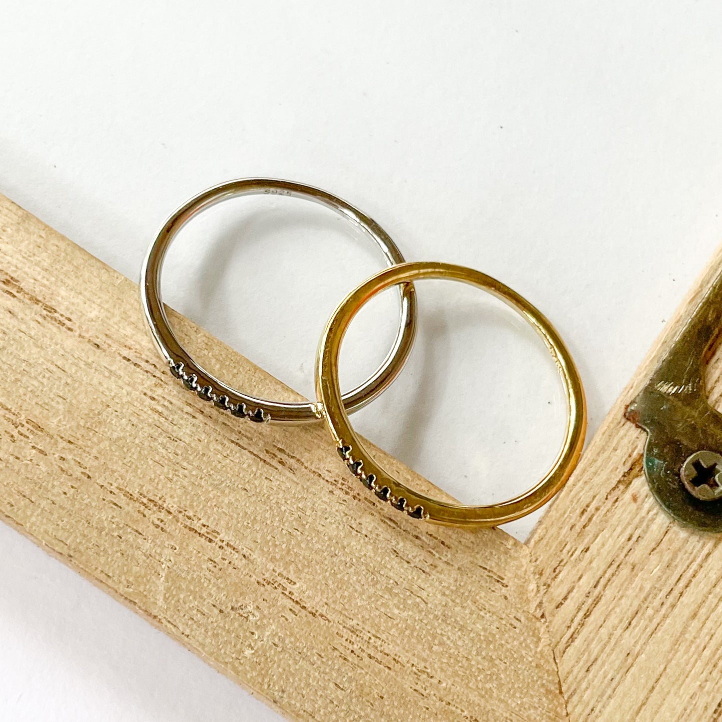 Dainty Black CZ Sized Ring - SSS or Vermeil