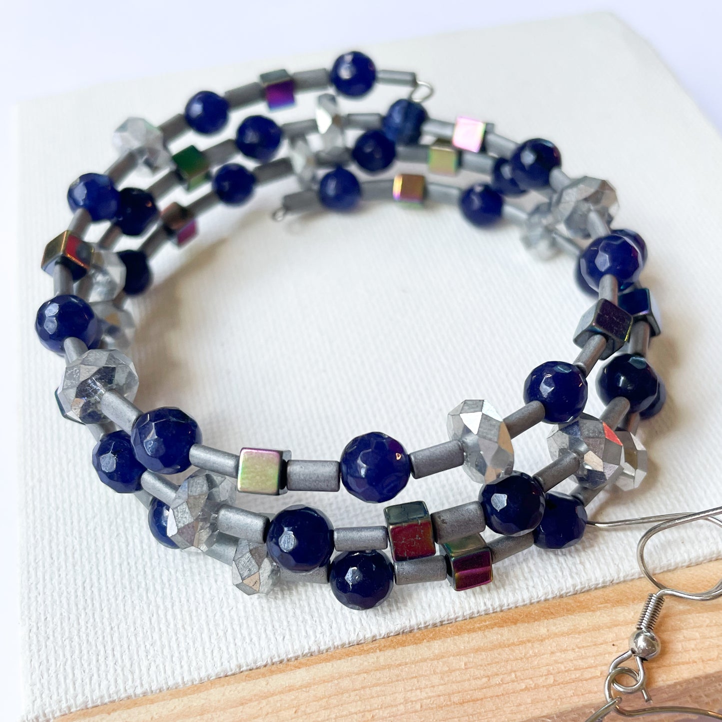 Sapphire Quartz & Hematite Wrap Set