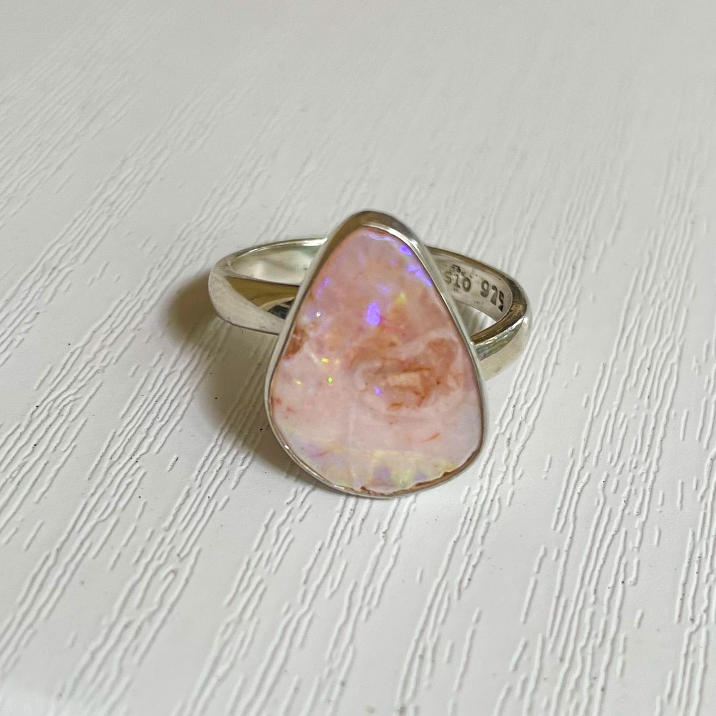 Idaho Pink Opal Ring - Solid Sterling Silver
