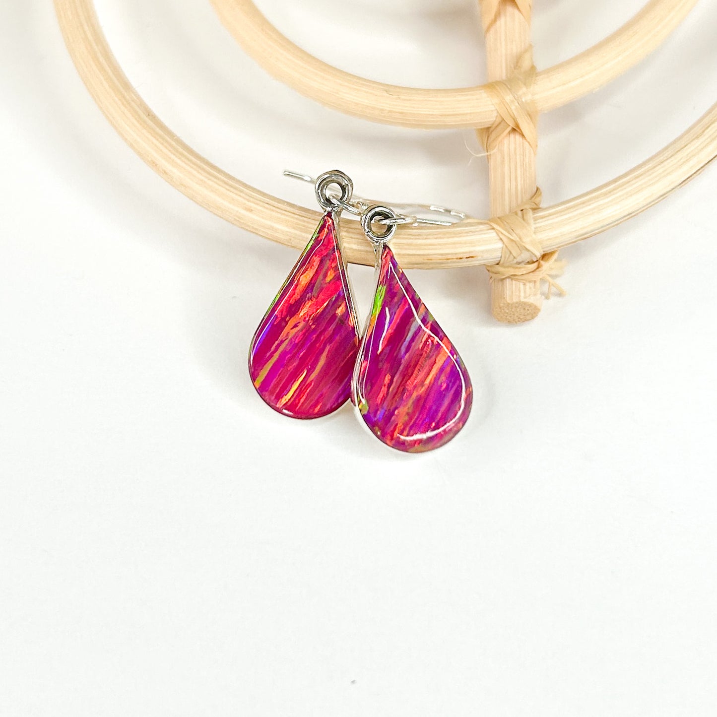 Teardrop Opal Dangle Earrings - SSS