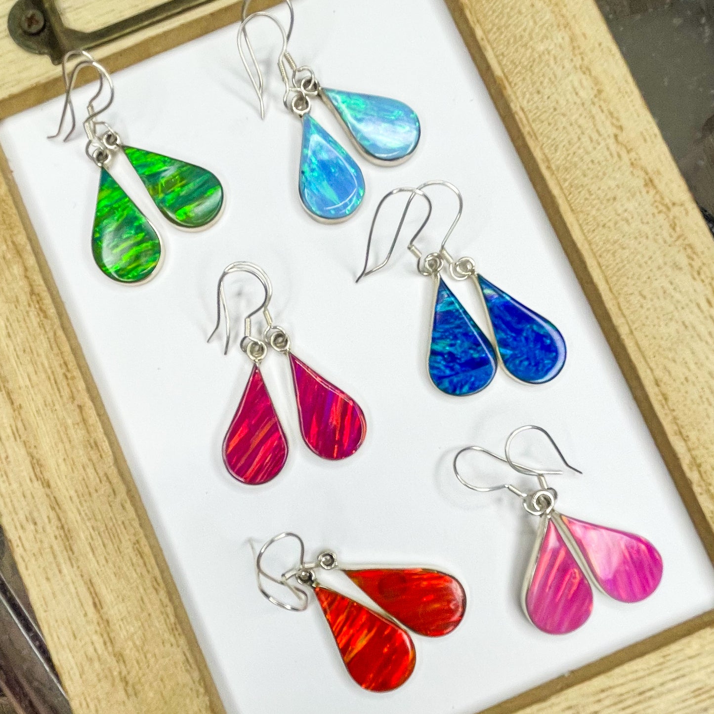 Teardrop Opal Dangle Earrings - SSS