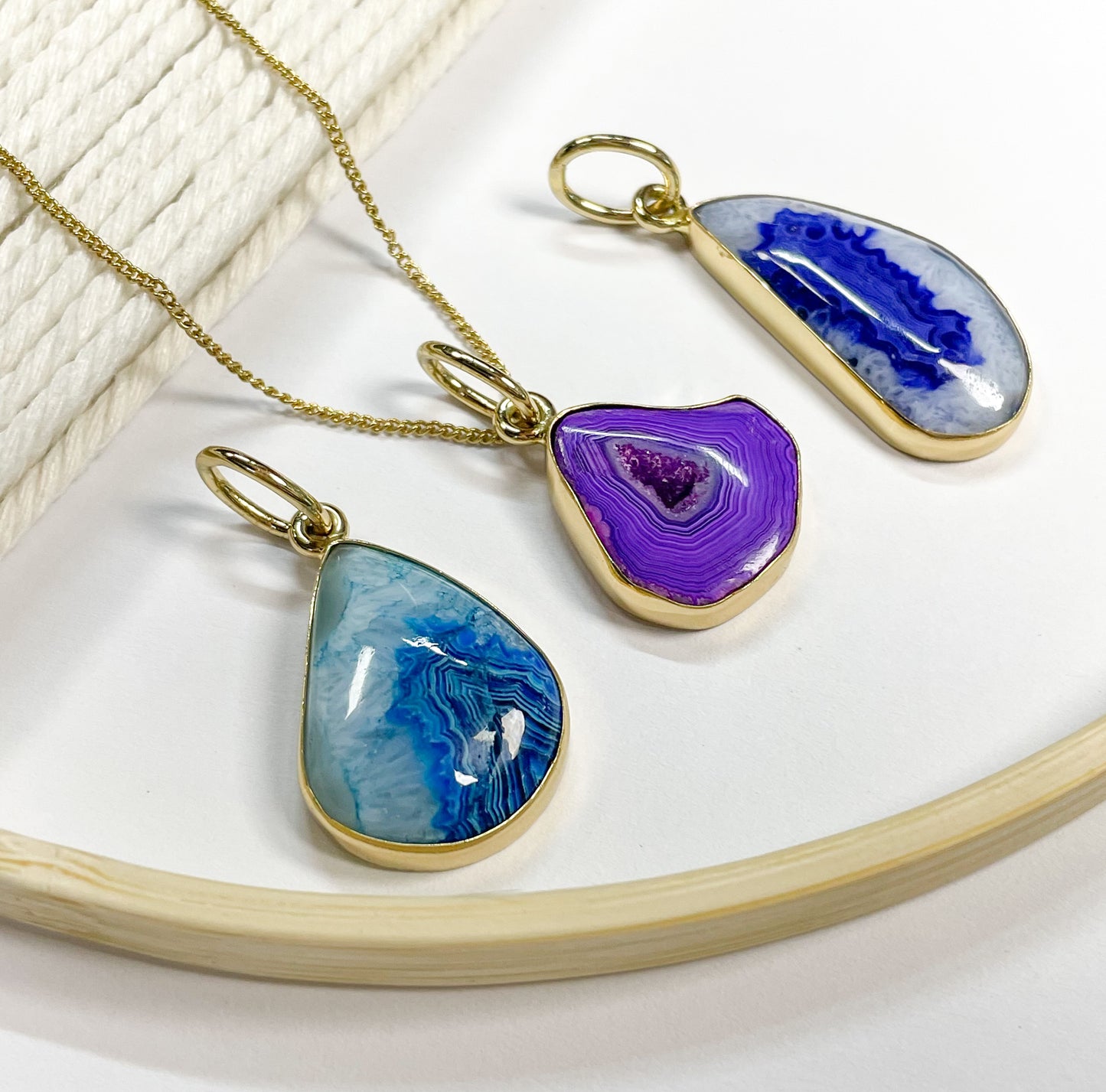 Colorful Agate Charm Pendants - Alchemia Gold