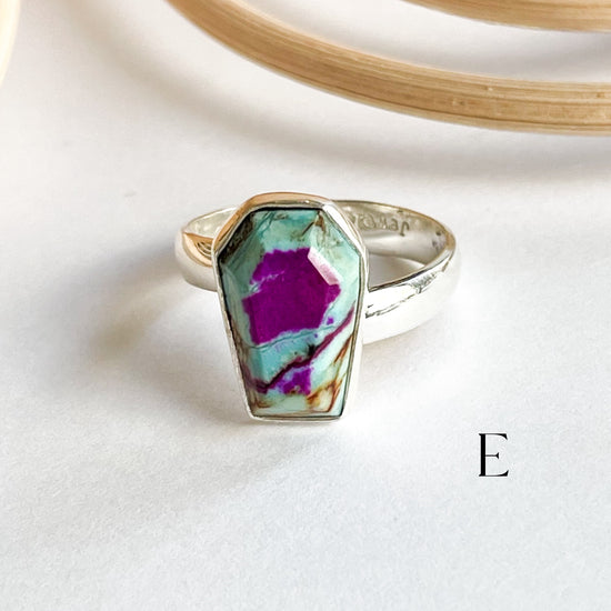 Tie Dye Purple & Blue Jasper Ring - Solid Sterling Silver