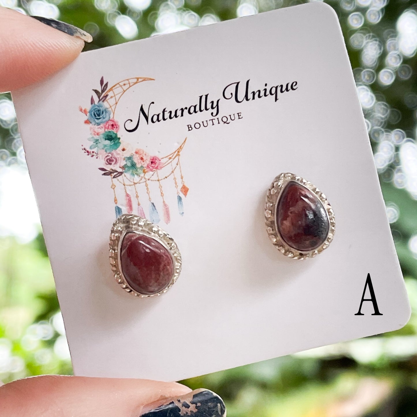 Natural Red Crazy Lace Agate Studs - Solid Sterling Silver