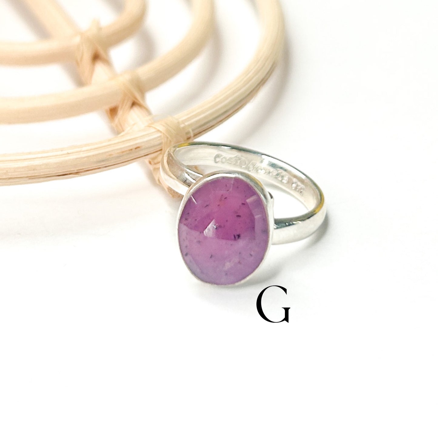 Pink Sapphire Quartz Ring - Solid Sterling Silver