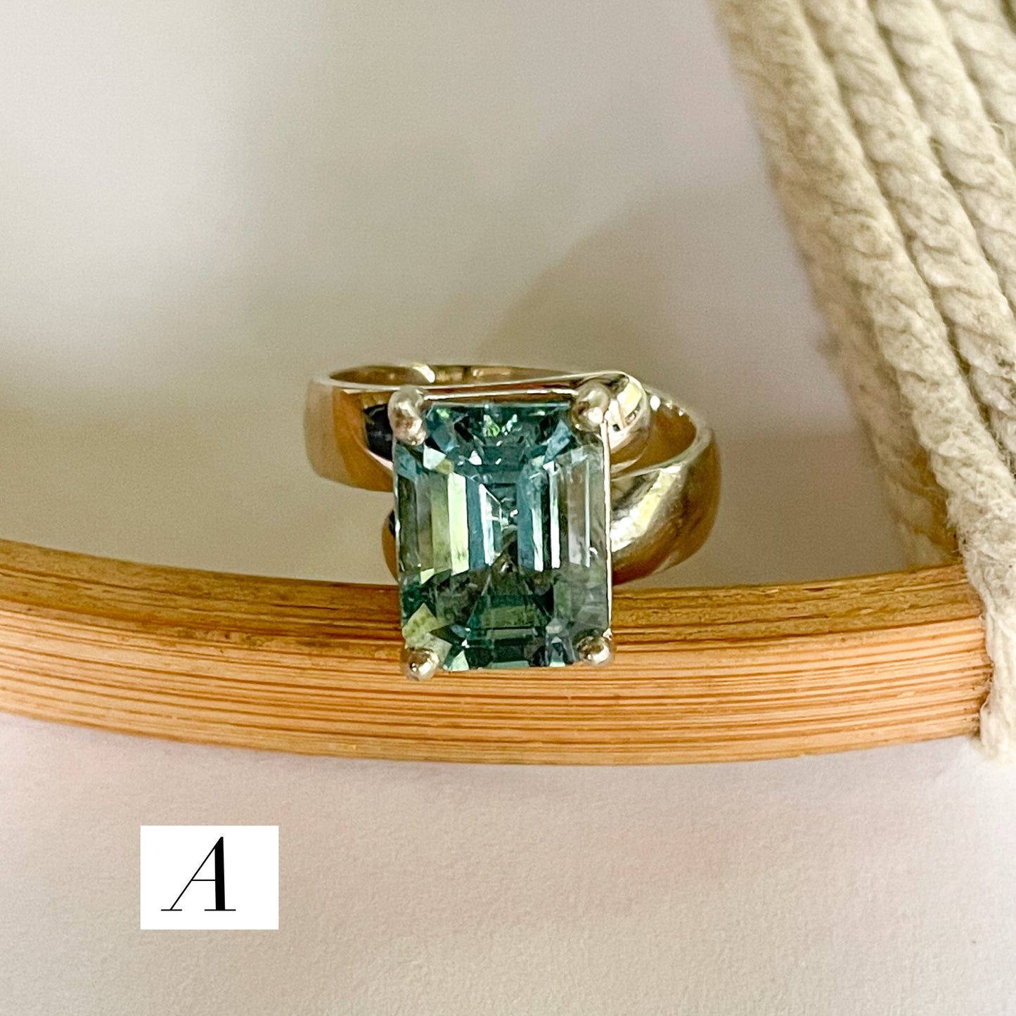 Certified Dark Aquamarine Prong Rings - Solid Sterling Silver