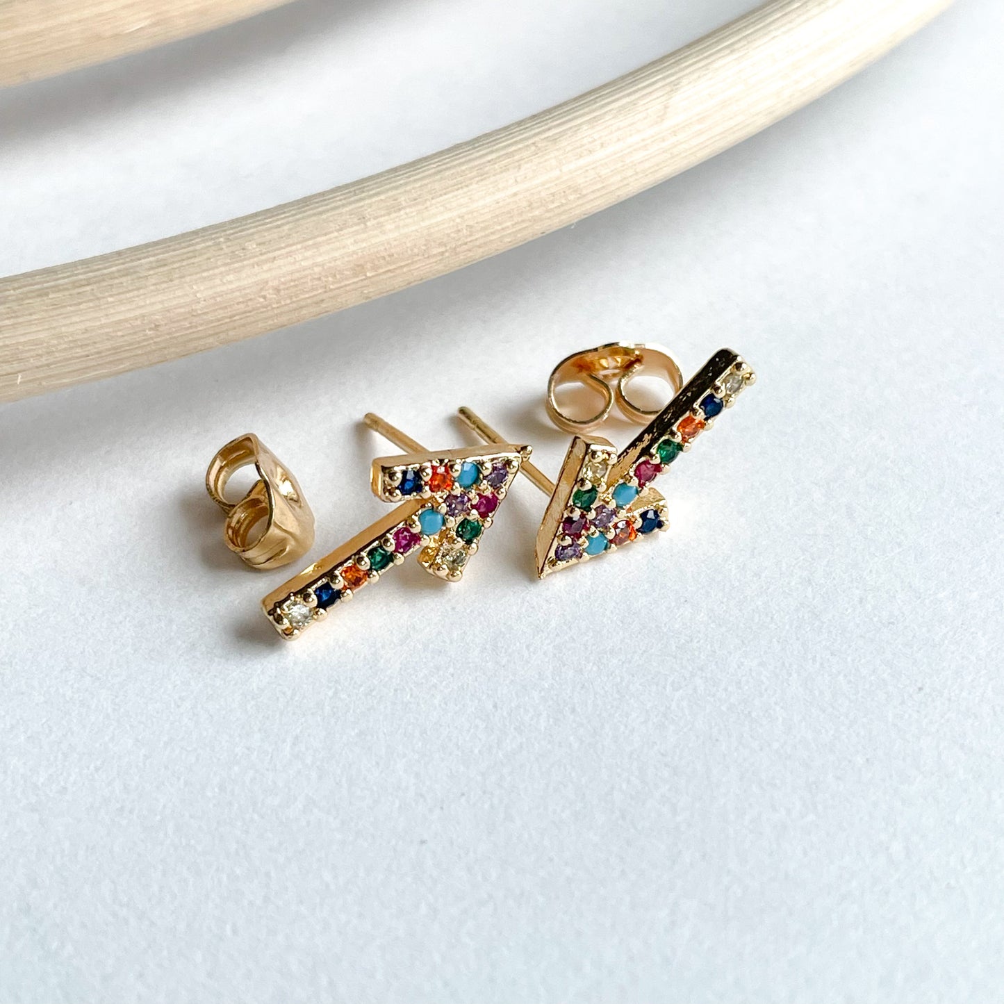 CZ Colorful Arrow Studs - 18k Gold Filled