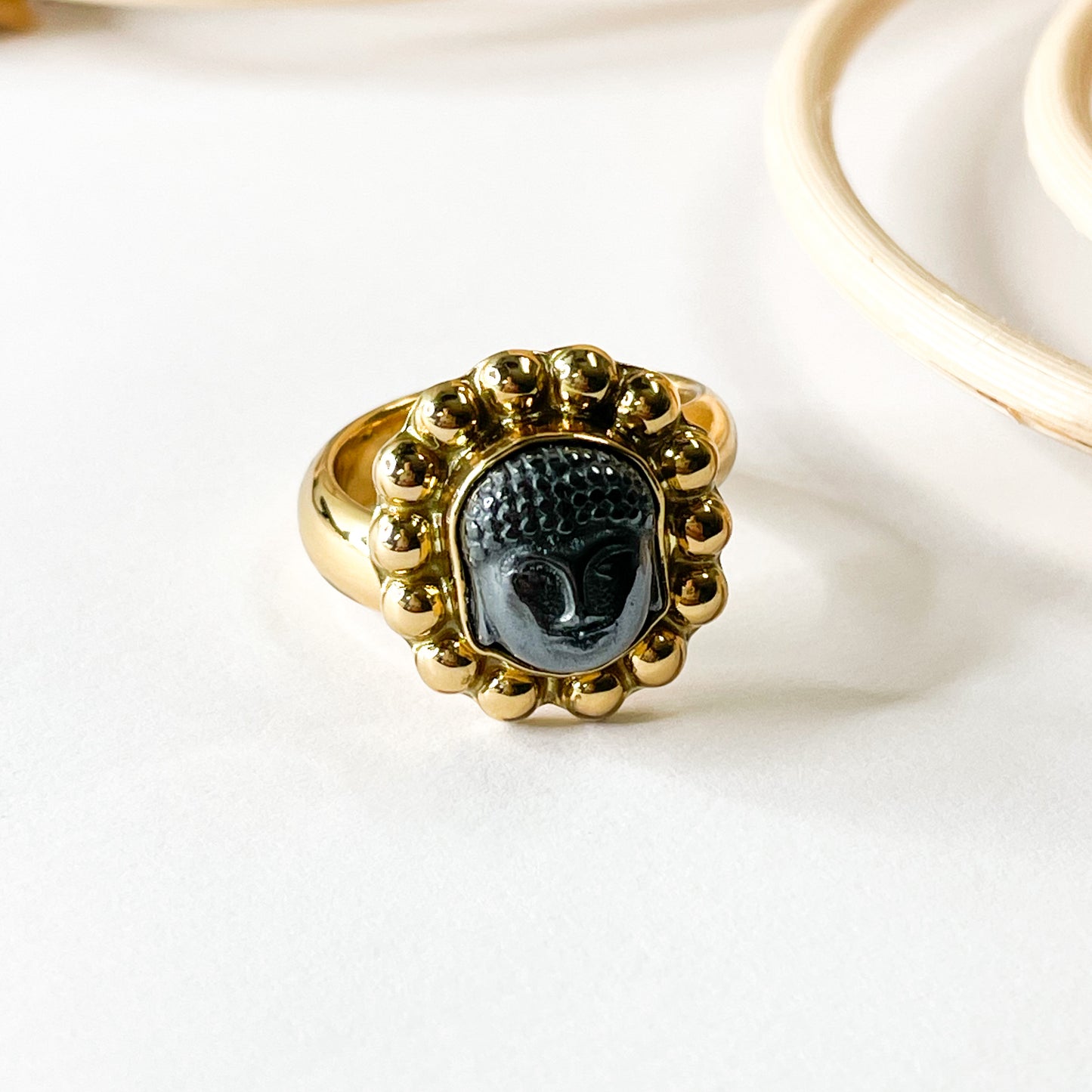 Hematite Buddha Ring - Alchemia