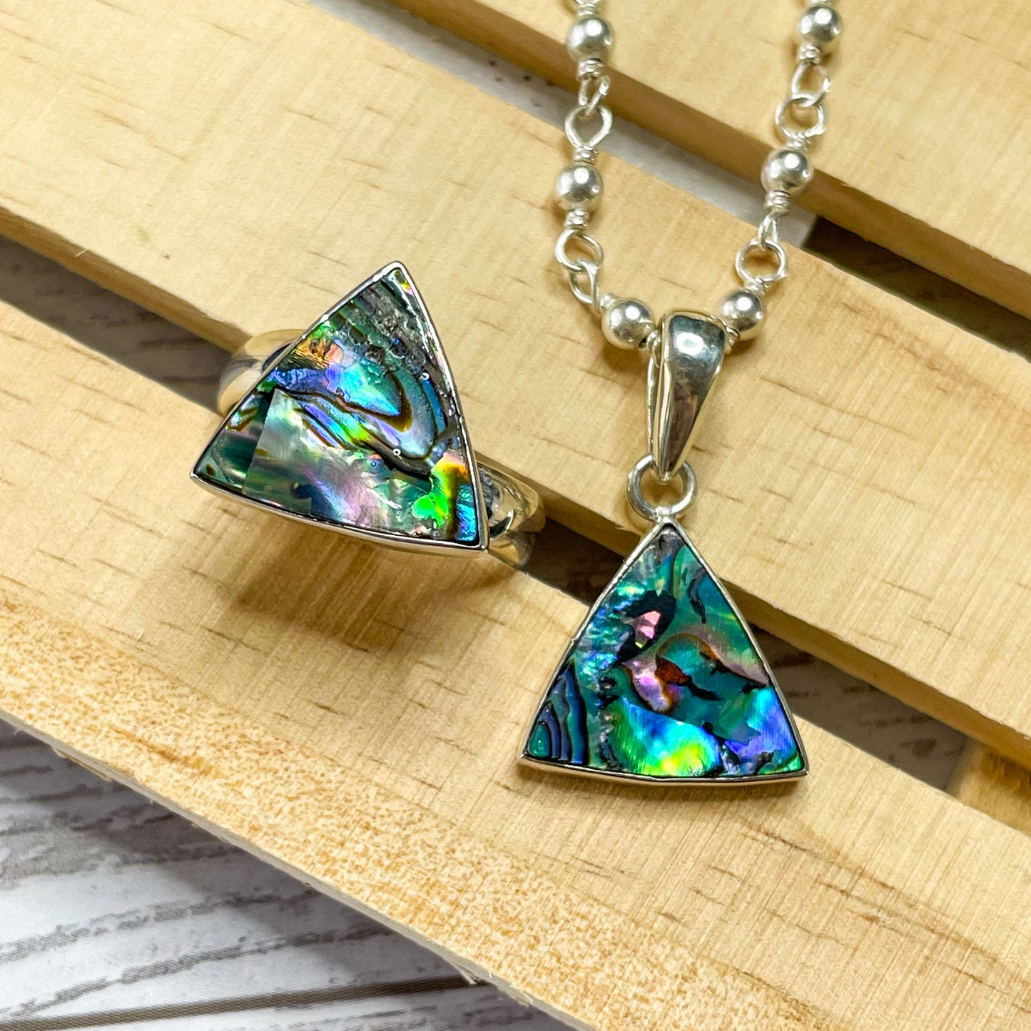 Abalone Triangle Rings - Both Styles