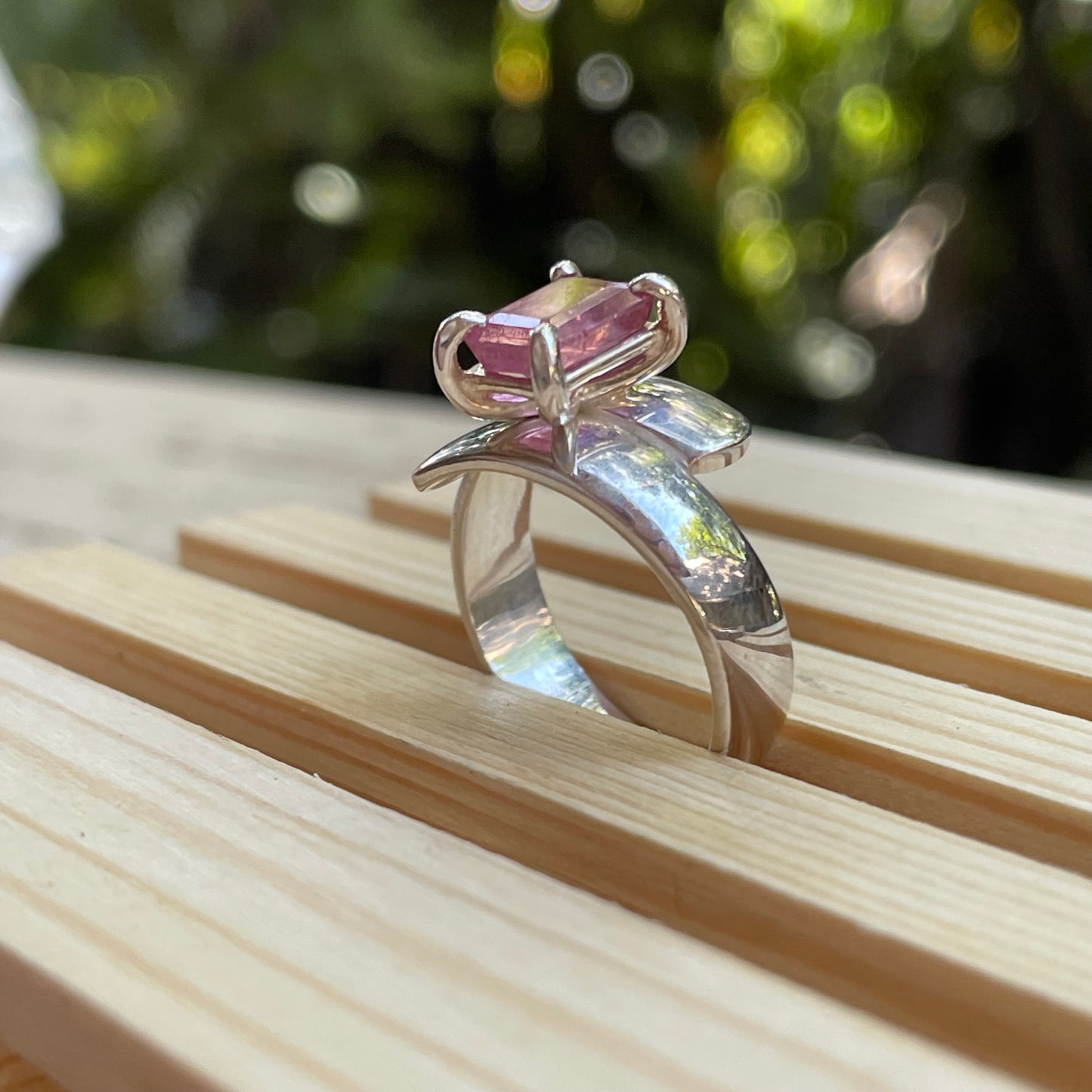 Natural Ruby Prong Ring - Solid Sterling SIlver