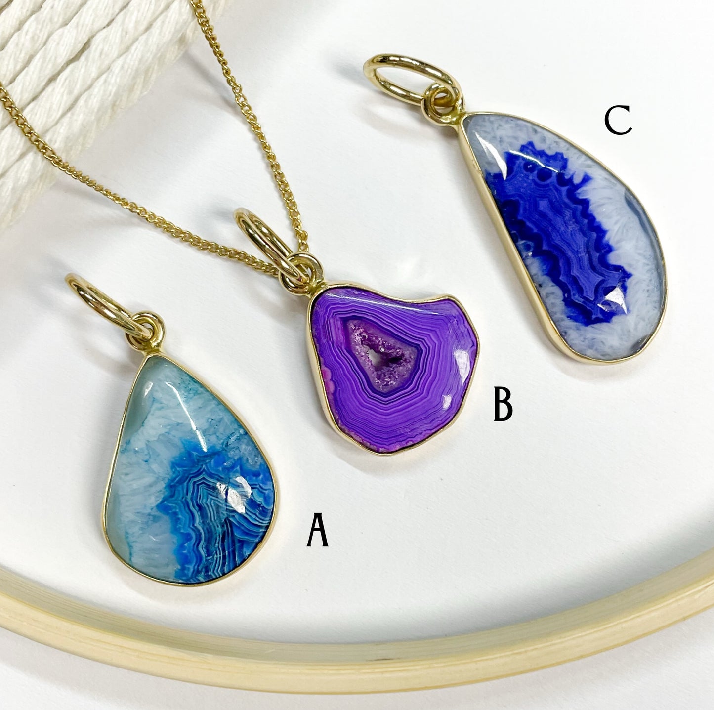 Colorful Agate Charm Pendants - Alchemia Gold