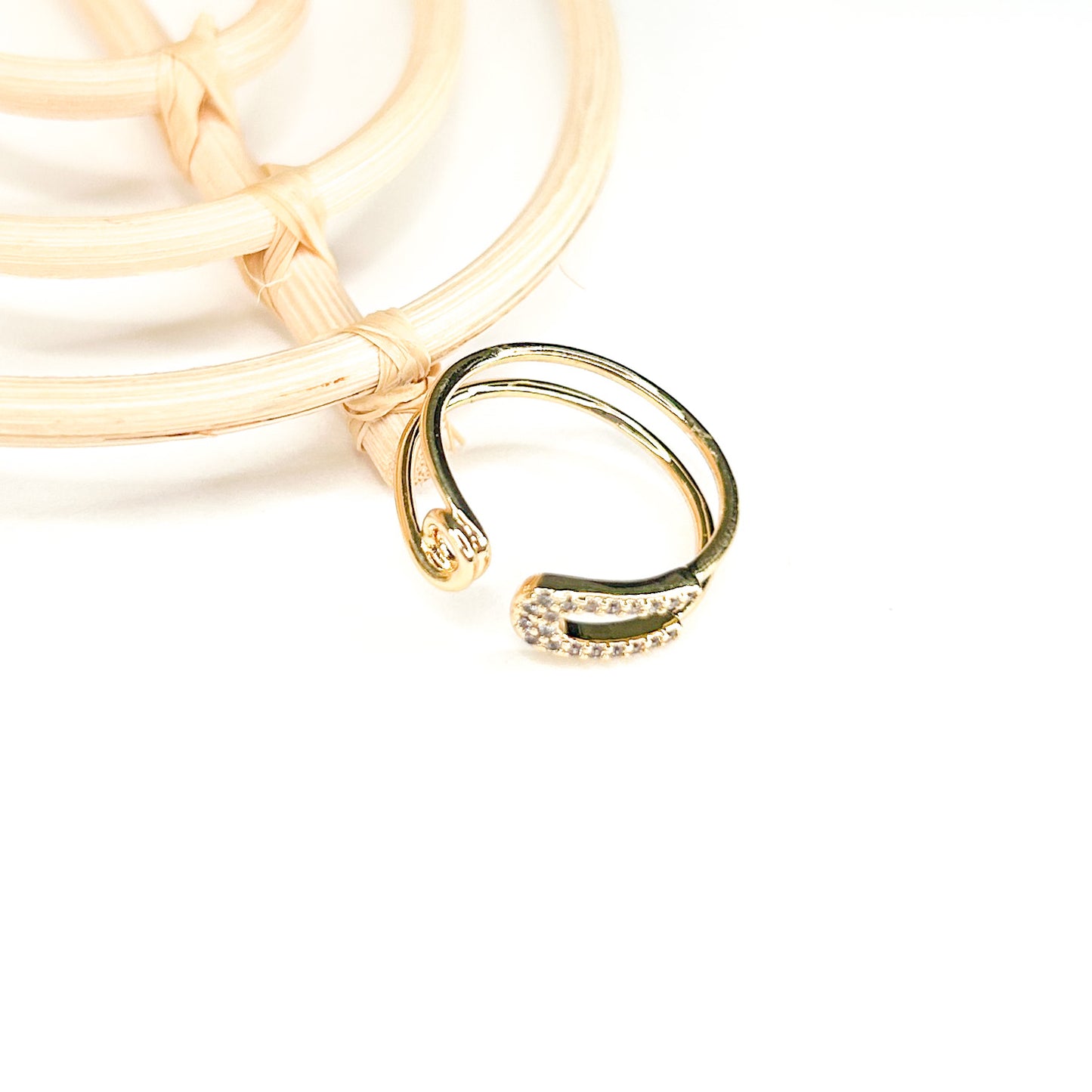 Safety Double Pin Ring - 18K Gold Filled