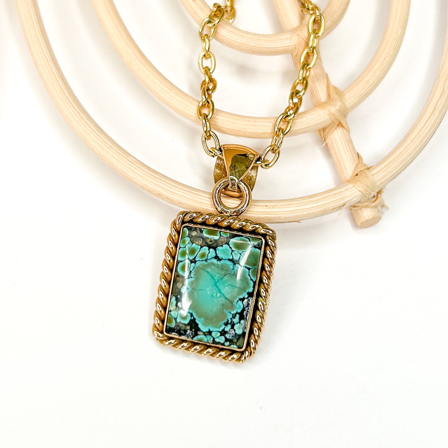 Dainty Turquoise Rope Pendant - Alchemia