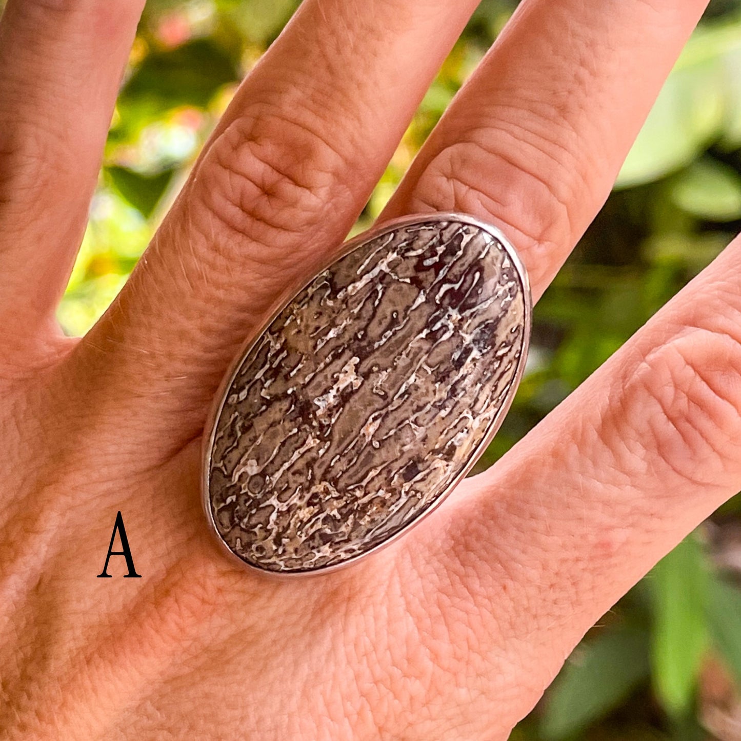 Fossil Dinosaur Bone Ring - Solid Sterling Silver