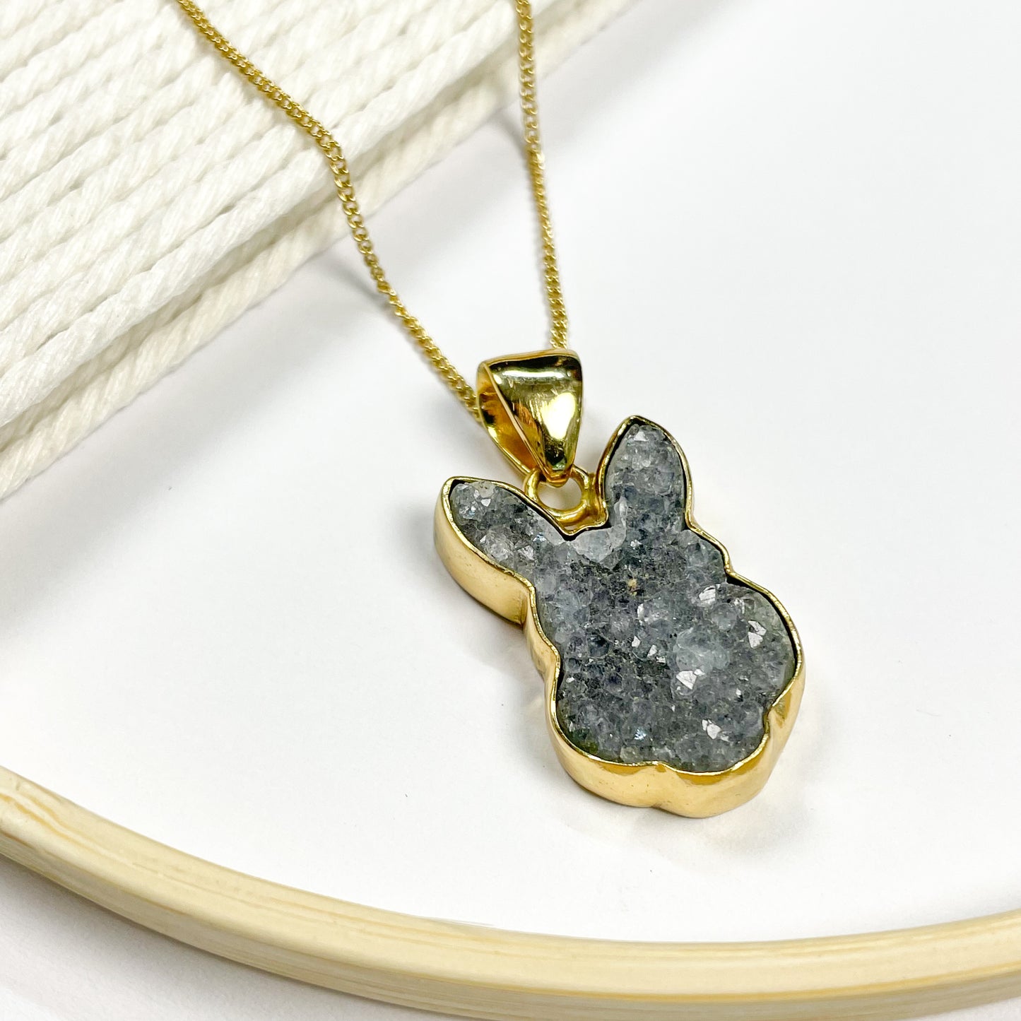 Amethyst Druzy Bunny Pendant - Alchemia